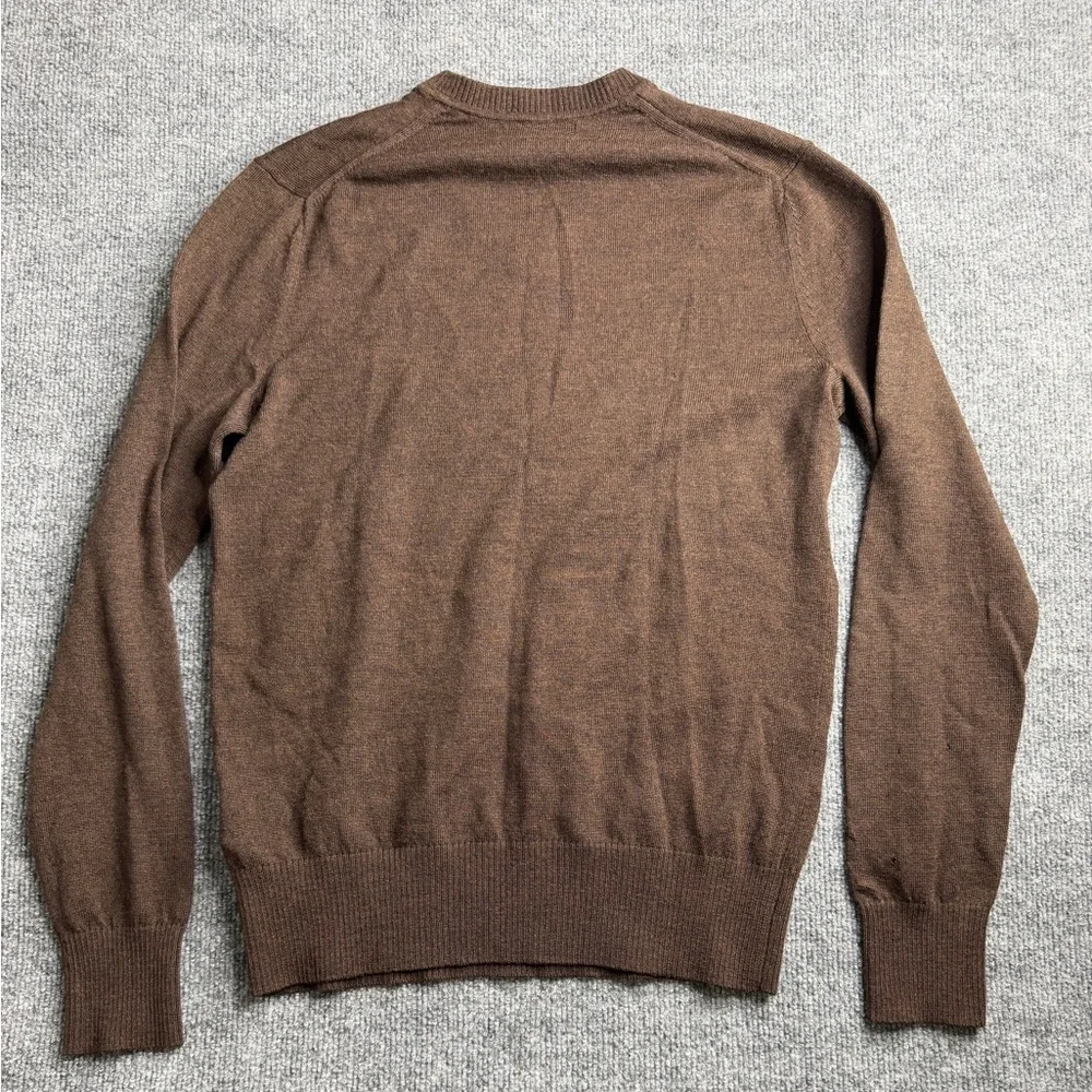 Banana Republic Sweater Mens Small Brown 100% Extra Fine Merino Wool V-Neck‎